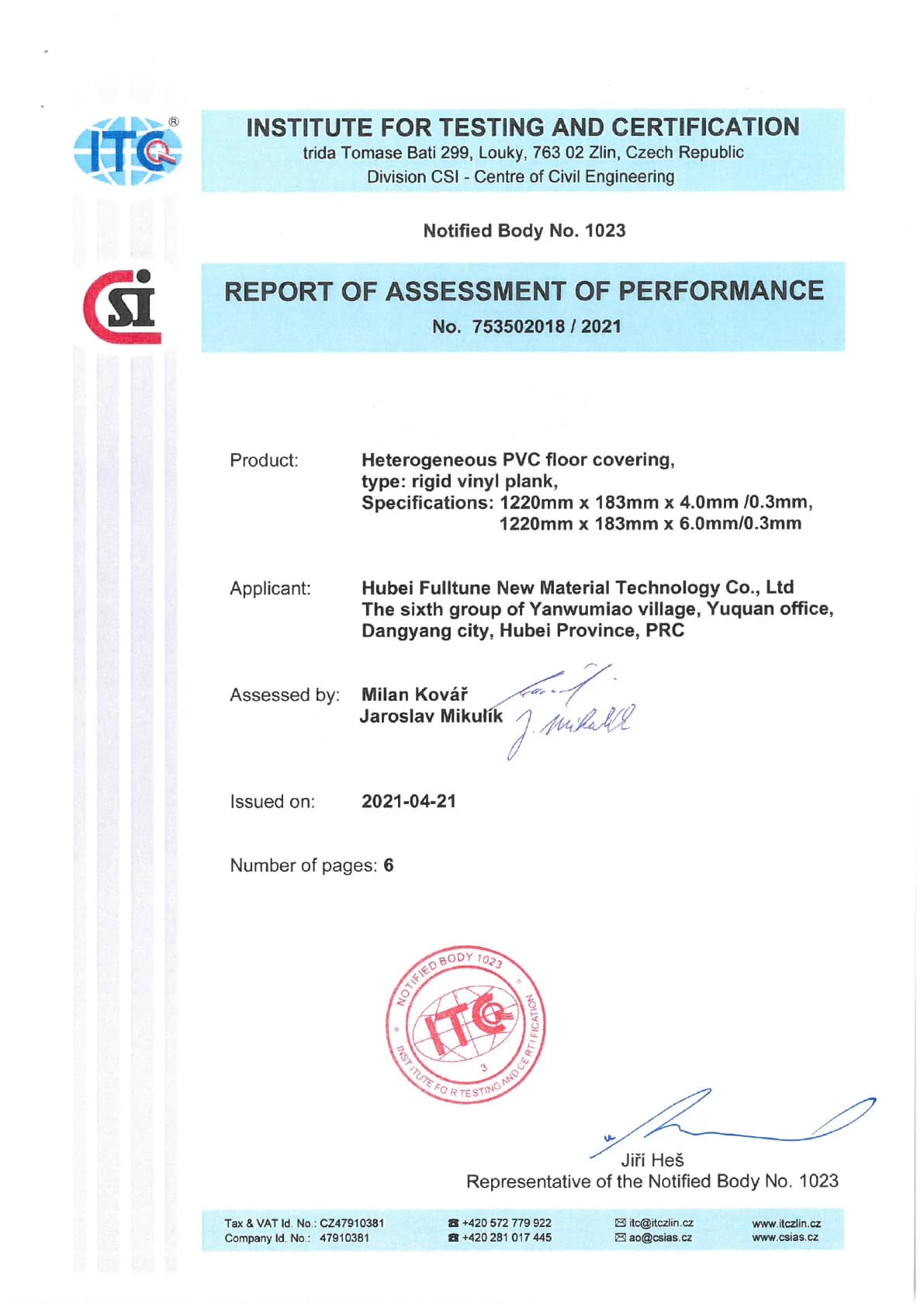 Assessment Report — Report of Assessment of Performance anteprima della pagina selezionata