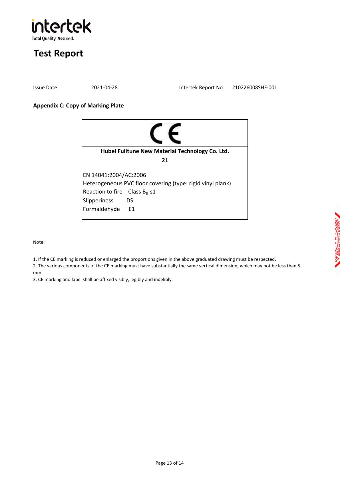 CE — EN 14041 CE-Related Test Report anteprima della pagina selezionata