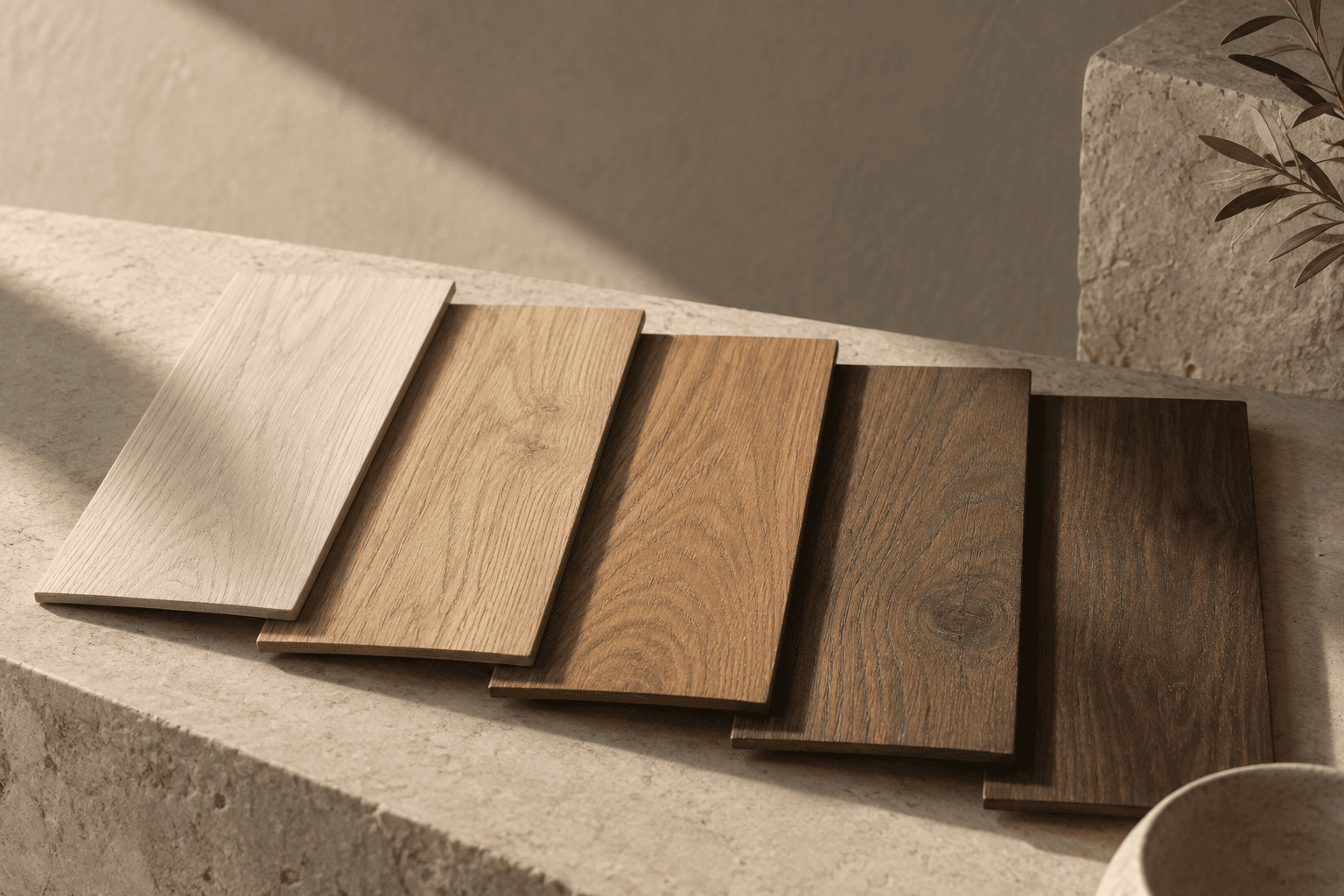 Wood-look flooring samples